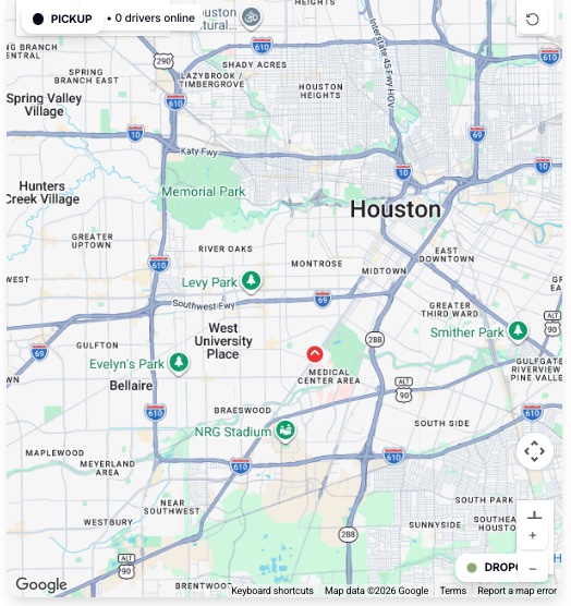 Live tracking map with pickup and drop-off